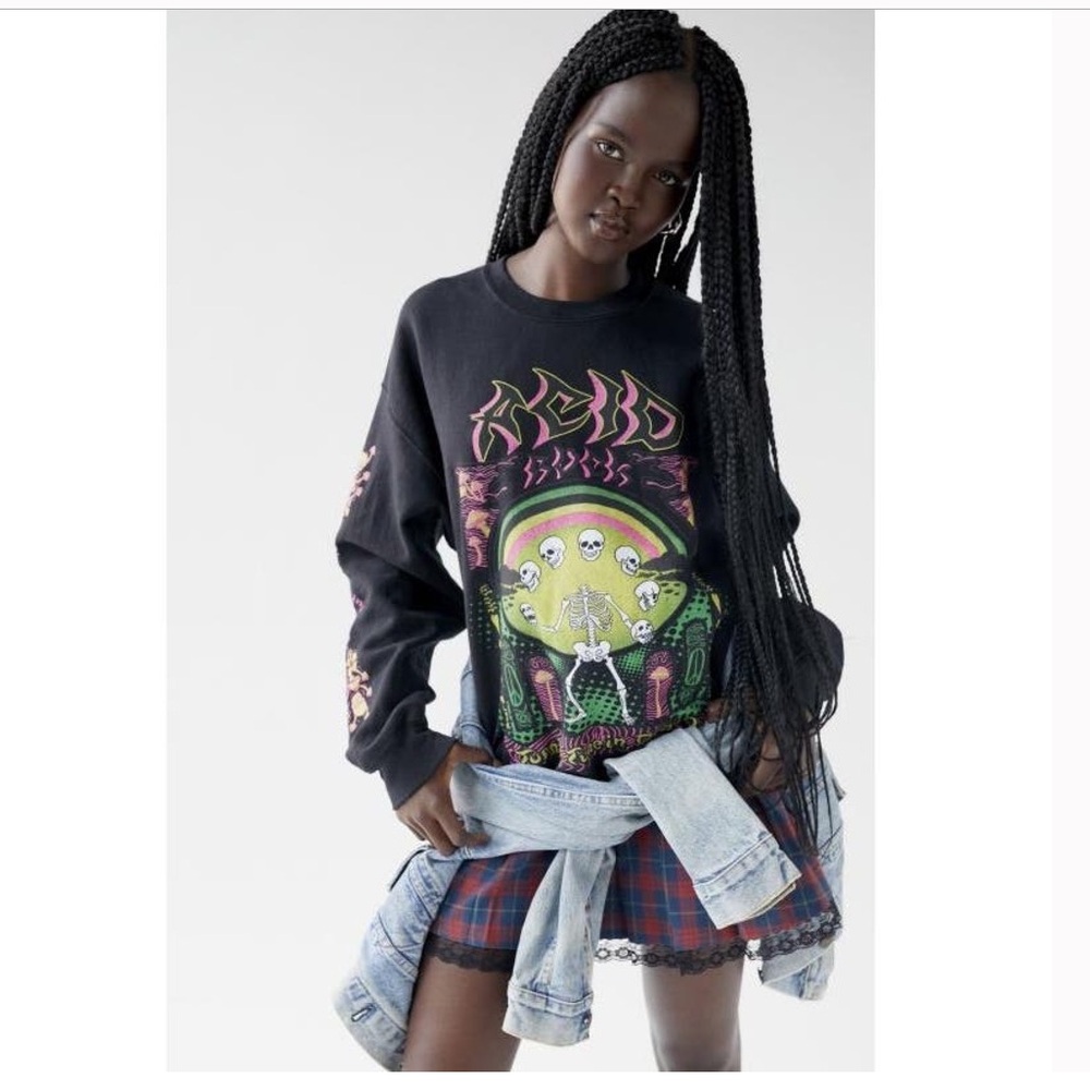 Urban Outfitters x Project Social T Acid Rock Skeleton Sweatshirt L/XL
